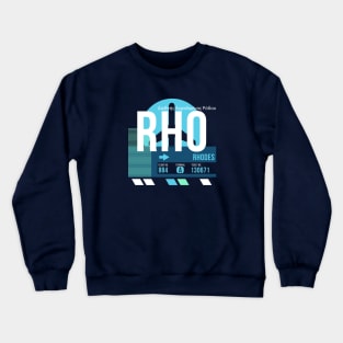 Rhodes (RHO) Airport // Sunset Baggage Tag Crewneck Sweatshirt